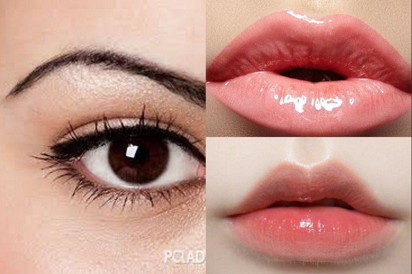 Augen und Lippe zu make up